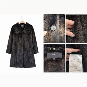 Gucci Knitted Mink Fur Coat Dark Brown Made in Italy